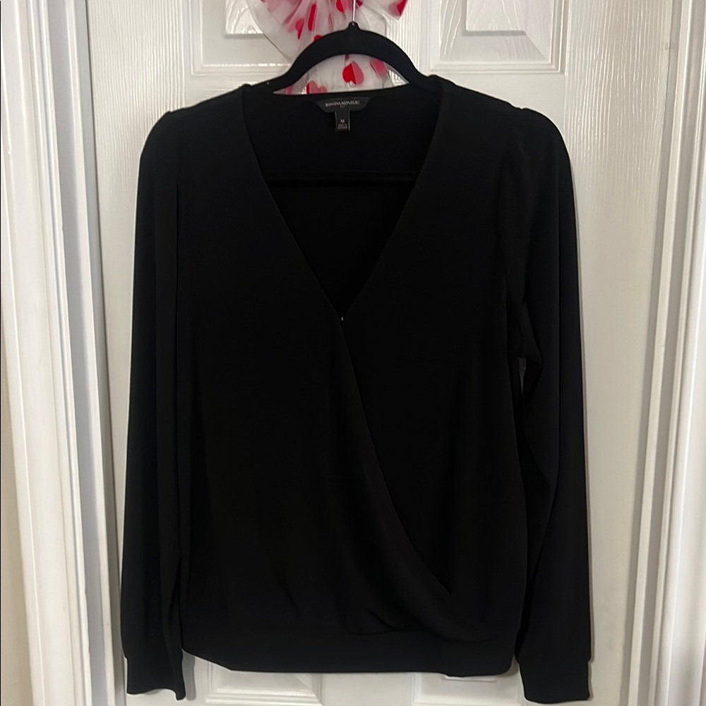 Banana Republic Black Wrap Blouse